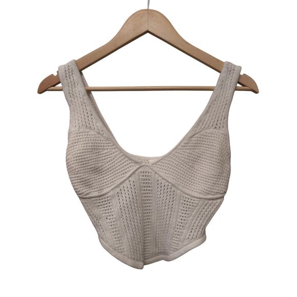 Alo Yoga Open-Knit Chase The Sun Corset Tank Top Ivory Femme XS Coquette Summer - Picture 1 of 4
